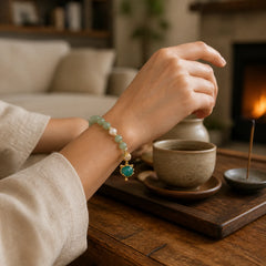 Jade Pearl Color-Changing Fox Charm Luck Bracelet featuring Jade, Pearl