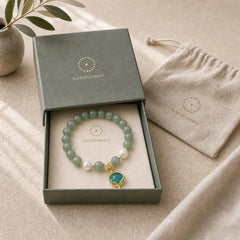 Jade Pearl Color-Changing Fox Charm Luck Bracelet featuring Jade, Pearl