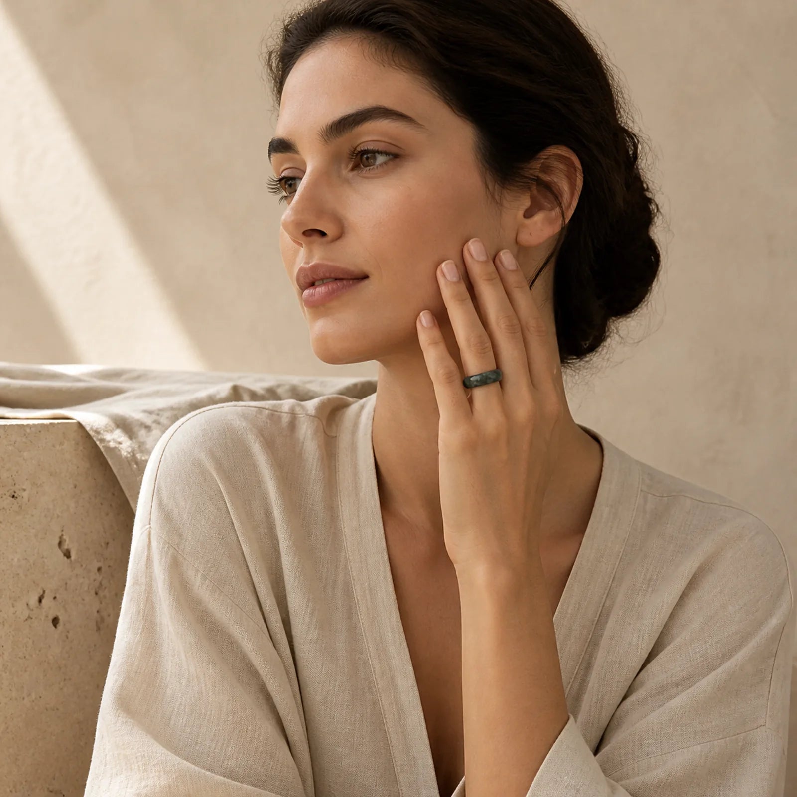 Jade Prosperity Luck Abundance Ring featuring Jade