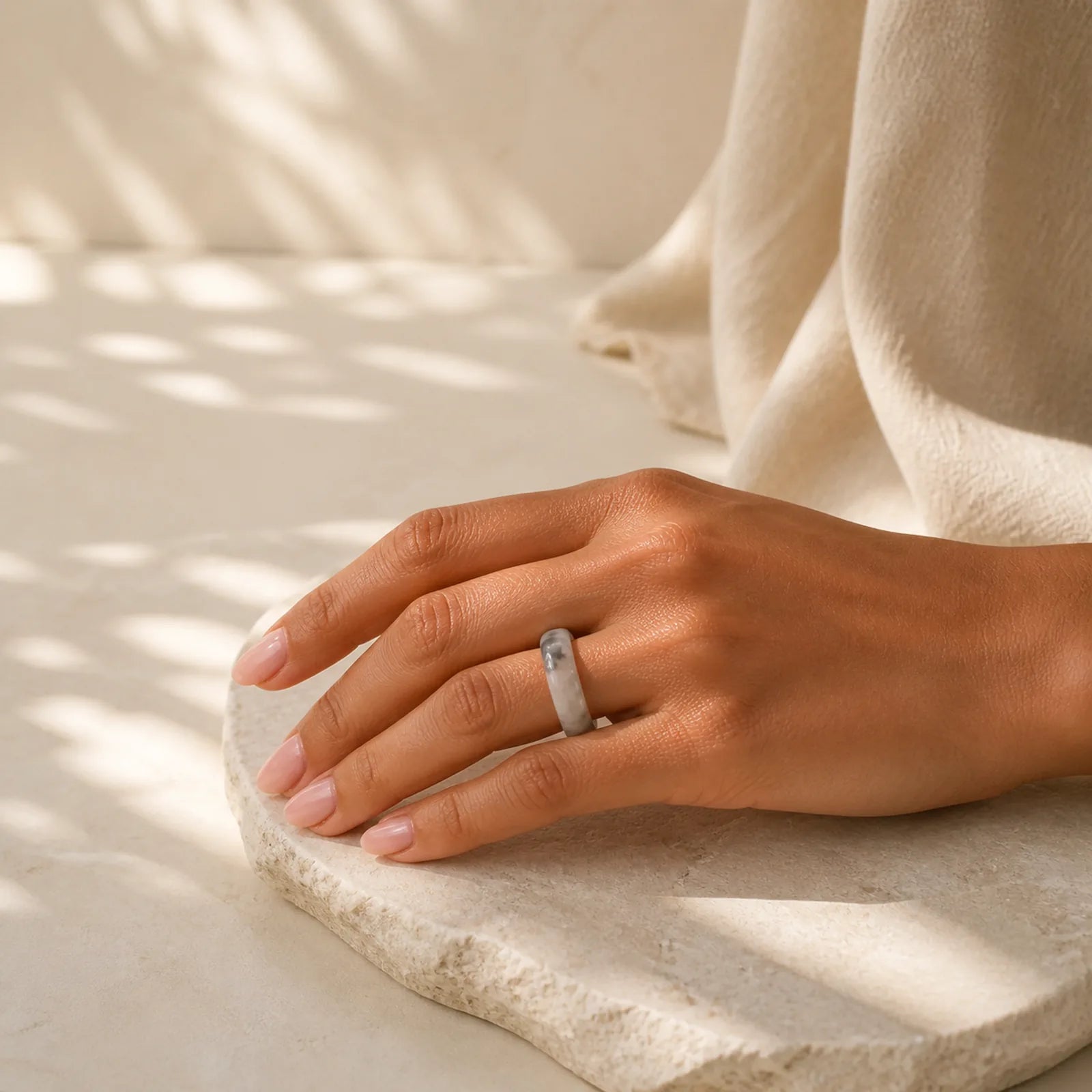 Jade Prosperity Luck Ring featuring Jade