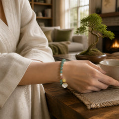 Jade Sea shell Ruyi Lock Luck Bracelet featuring Jade