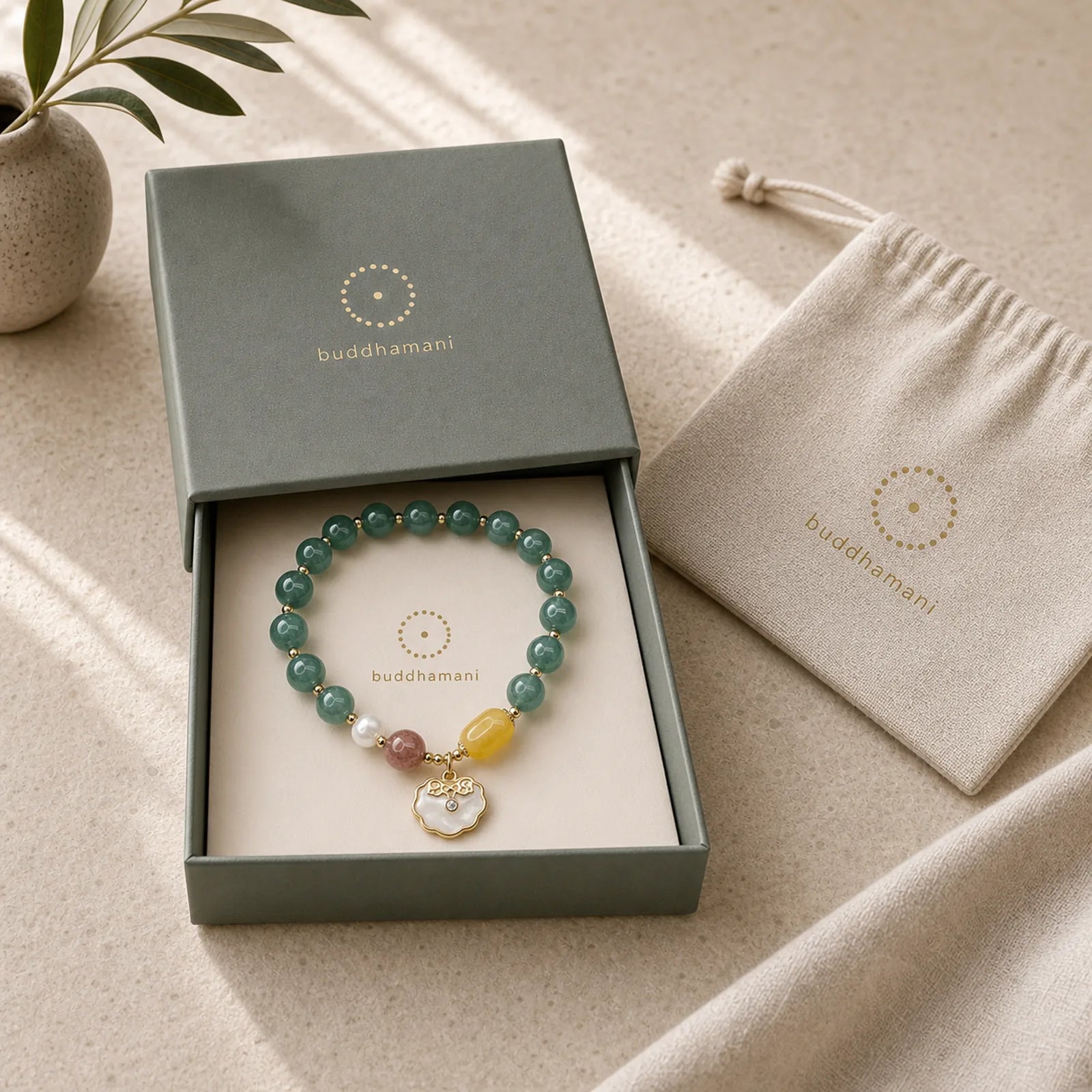 Jade Sea shell Ruyi Lock Luck Bracelet featuring Jade