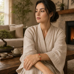 Jade Tiger-head Peace Buckle Red String Prosperity Bracelet featuring Jade, Peace Buckle, Red String