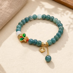 Jade White Agate Butterfly Abacus Beads Abundance Bracelet featuring Jade, White Agate, Butterfly