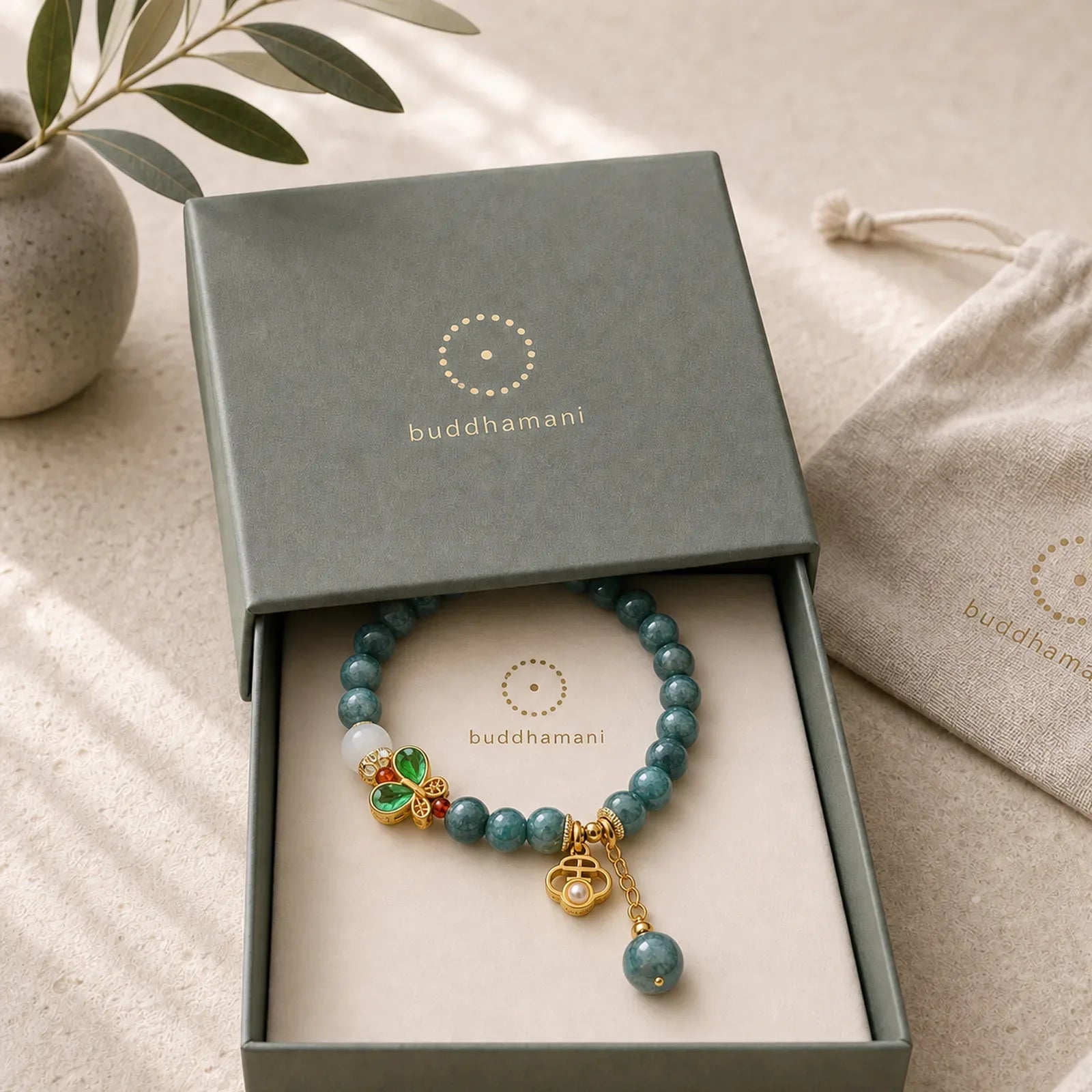 Jade White Agate Butterfly Abacus Beads Abundance Bracelet featuring Jade, White Agate, Butterfly