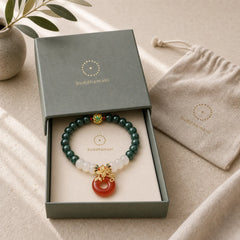 Jade White Agate Red Agate Peace Buckle Abacus Beads Luck Bracelet featuring Jade, White Agate, Red Agate