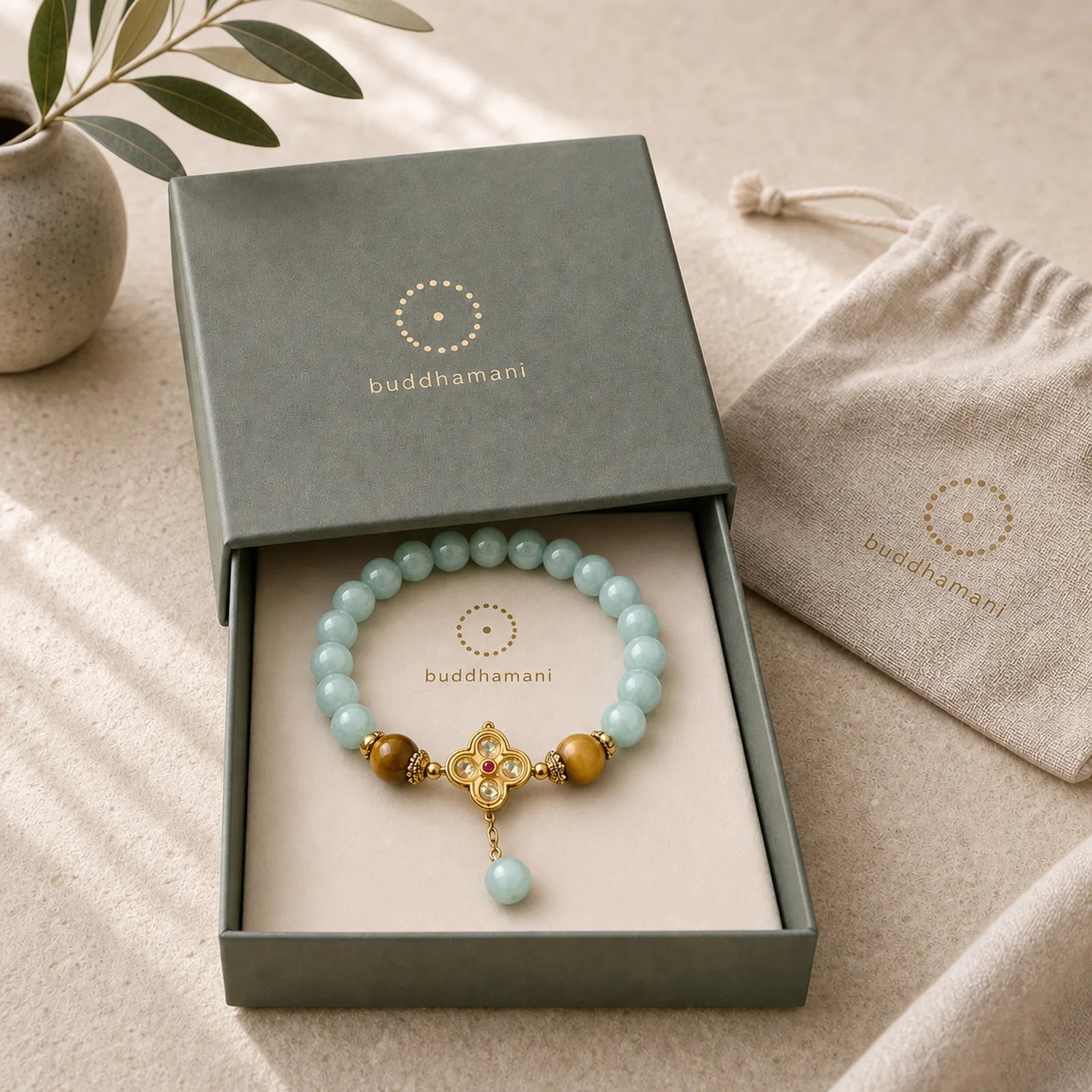 Jade Yellow Tiger Eye Prosperity Bracelet featuring Jade, Tiger Eye