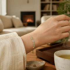 Joy Happiness Charm Lotus Jade Bead Copper Abundance Bracelet featuring Lotus, Jade, Copper