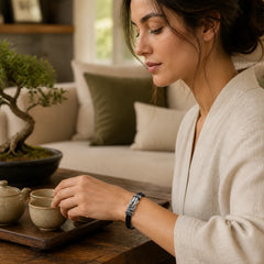 Knot Design Braided Leather Balance Bracelet featuring Titanium Steel