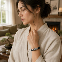 Knot Design Braided Leather Balance Bracelet featuring Titanium Steel