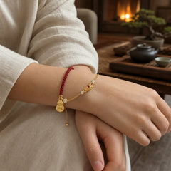 Koi Fish Attract Wealth Gourd Charm Design Red String Luck Bracelet featuring Koi Fish, Red String, Yin Yang Symbol