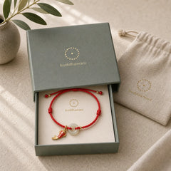 Koi Fish Charm Peace Buckle Jade Red String Protection Bracelet featuring Koi Fish, Peace Buckle, Jade