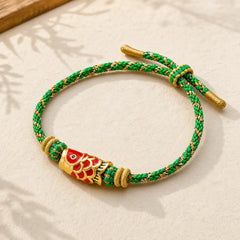 Koi Fish Luck Hand-Woven String Bracelet featuring Koi Fish, Yin Yang Symbol, Red String