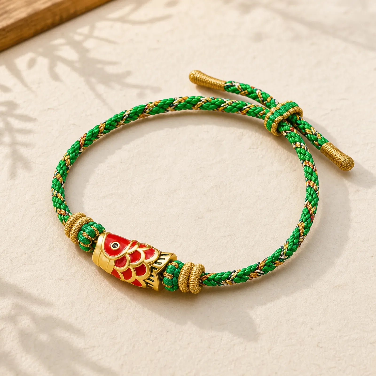 Koi Fish Luck Hand-Woven String Bracelet featuring Koi Fish, Yin Yang Symbol, Red String