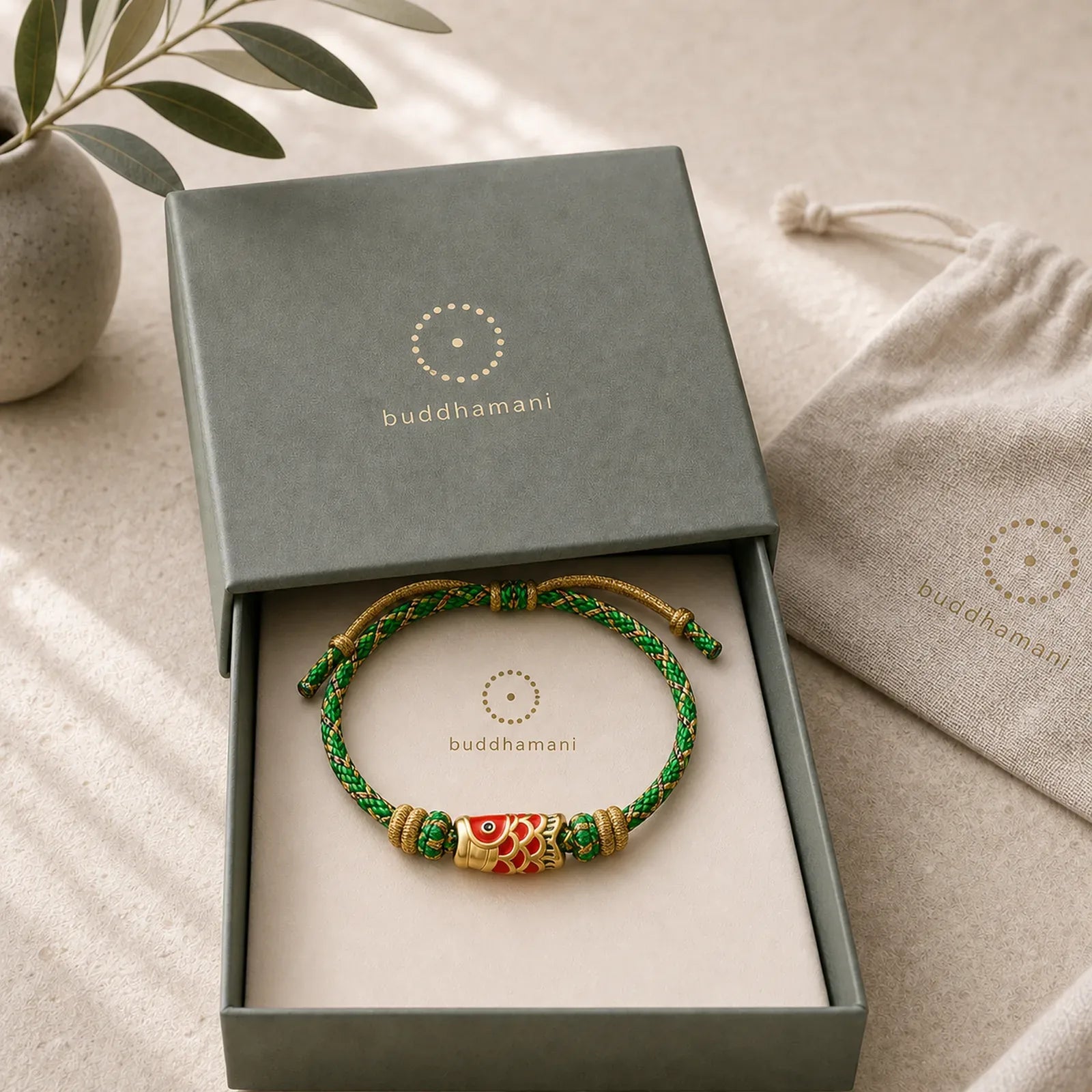 Koi Fish Luck Hand-Woven String Bracelet featuring Koi Fish, Yin Yang Symbol, Red String