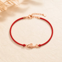 Koi Fish Luck Wealth Braided Chain Couple Bracelet featuring Koi Fish, Yin Yang Symbol, Red String