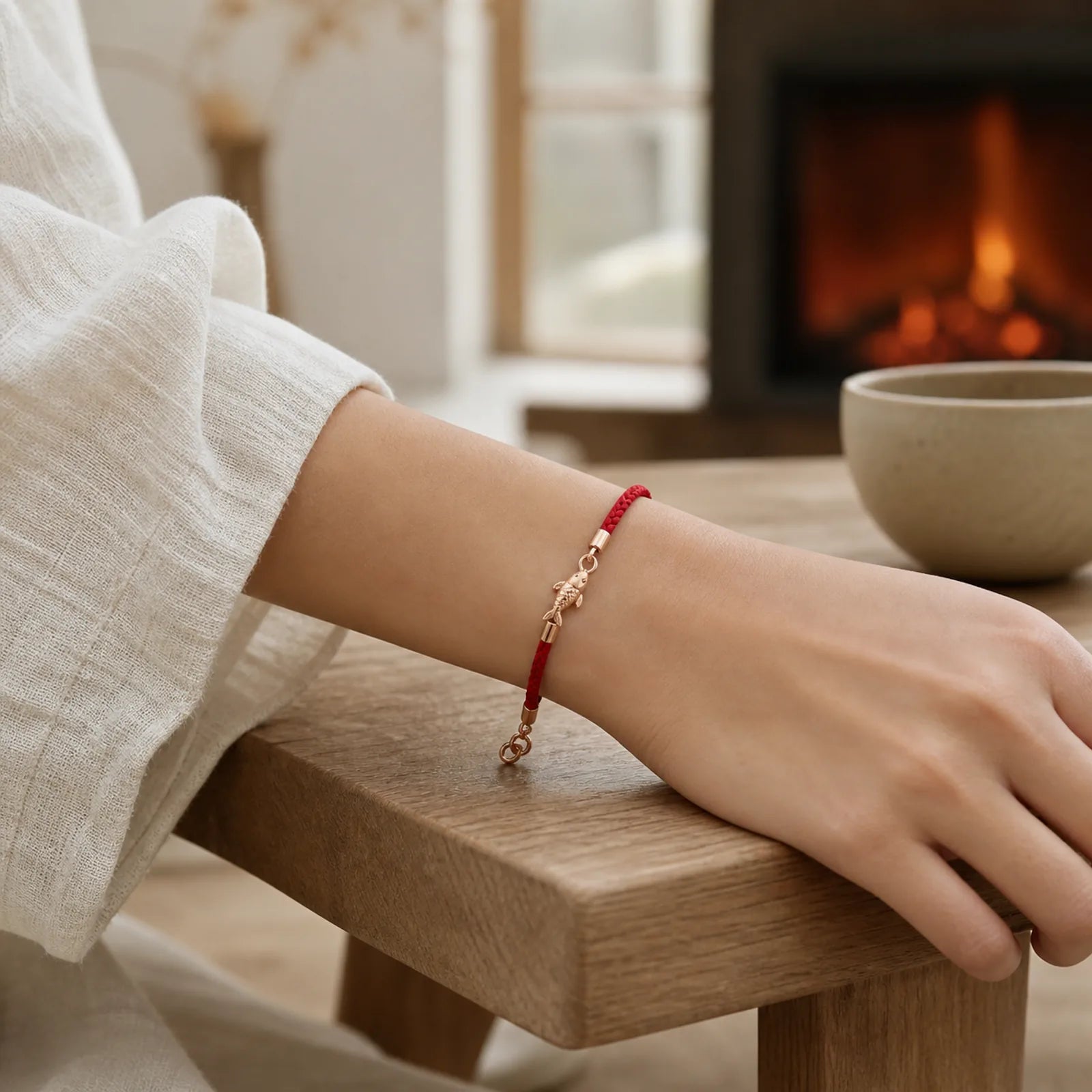 Koi Fish Luck Wealth Braided Chain Couple Bracelet featuring Koi Fish, Yin Yang Symbol, Red String