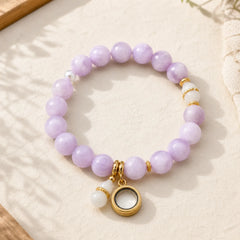 Kunzite Hetian White Jade Gourd Love Spiritual Growth Bracelet featuring Kunzite, White Jade, Jade