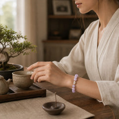 Kunzite Hetian White Jade Gourd Love Spiritual Growth Bracelet featuring Kunzite, White Jade, Jade