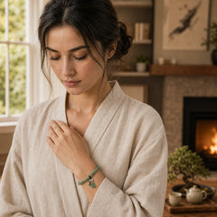 Laughing Buddha Cyan Jade Healing Bracelet featuring Laughing Buddha, Cyan Jade, Jade