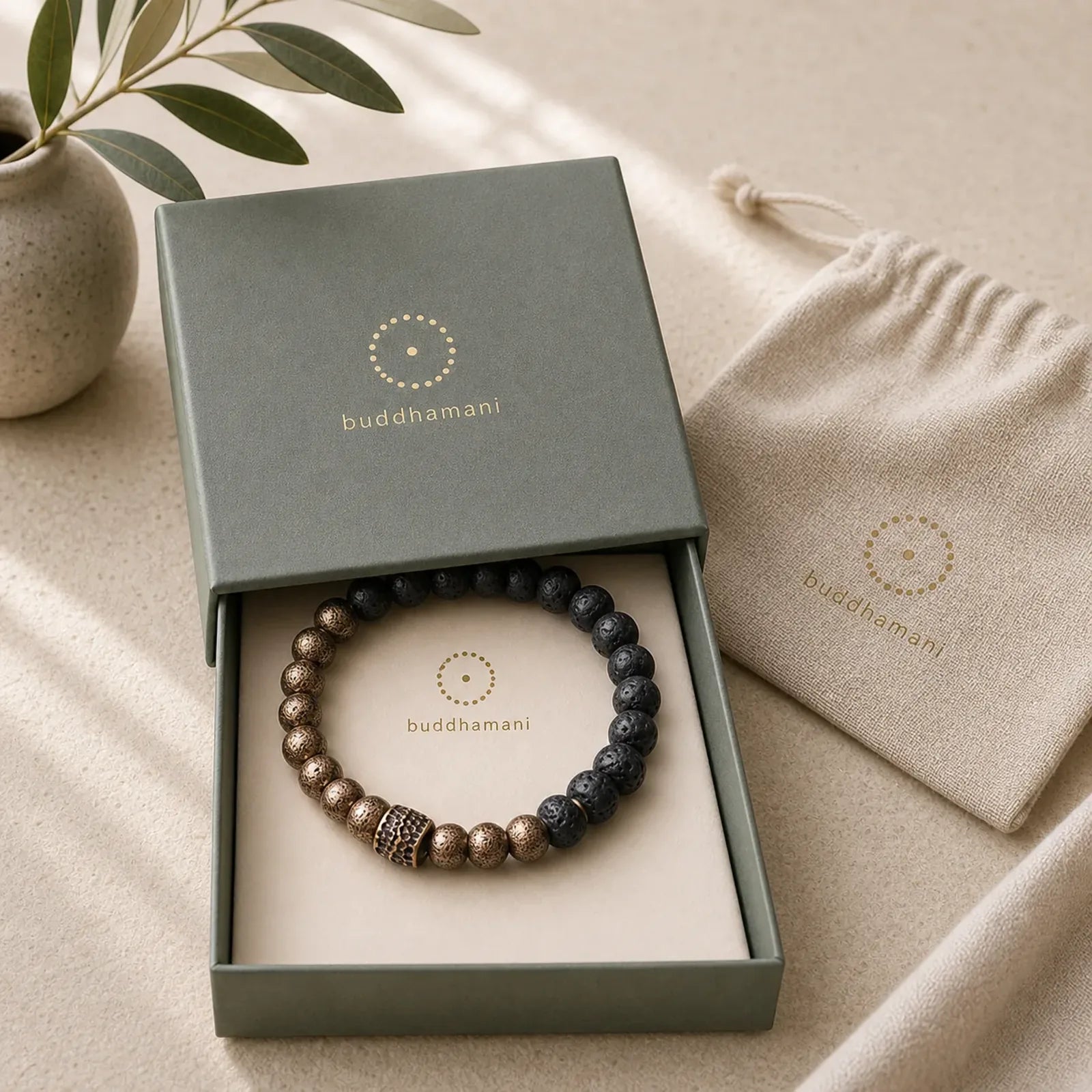 Lava Rock Beads Adsorb Negative Energy Copper Bracelet featuring Lava Rock, Copper