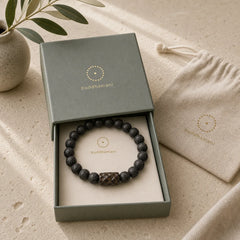 Lava Rock Ebony Wood Tiger Eye Healing Bracelet featuring Lava Rock, Ebony Wood, Ebony