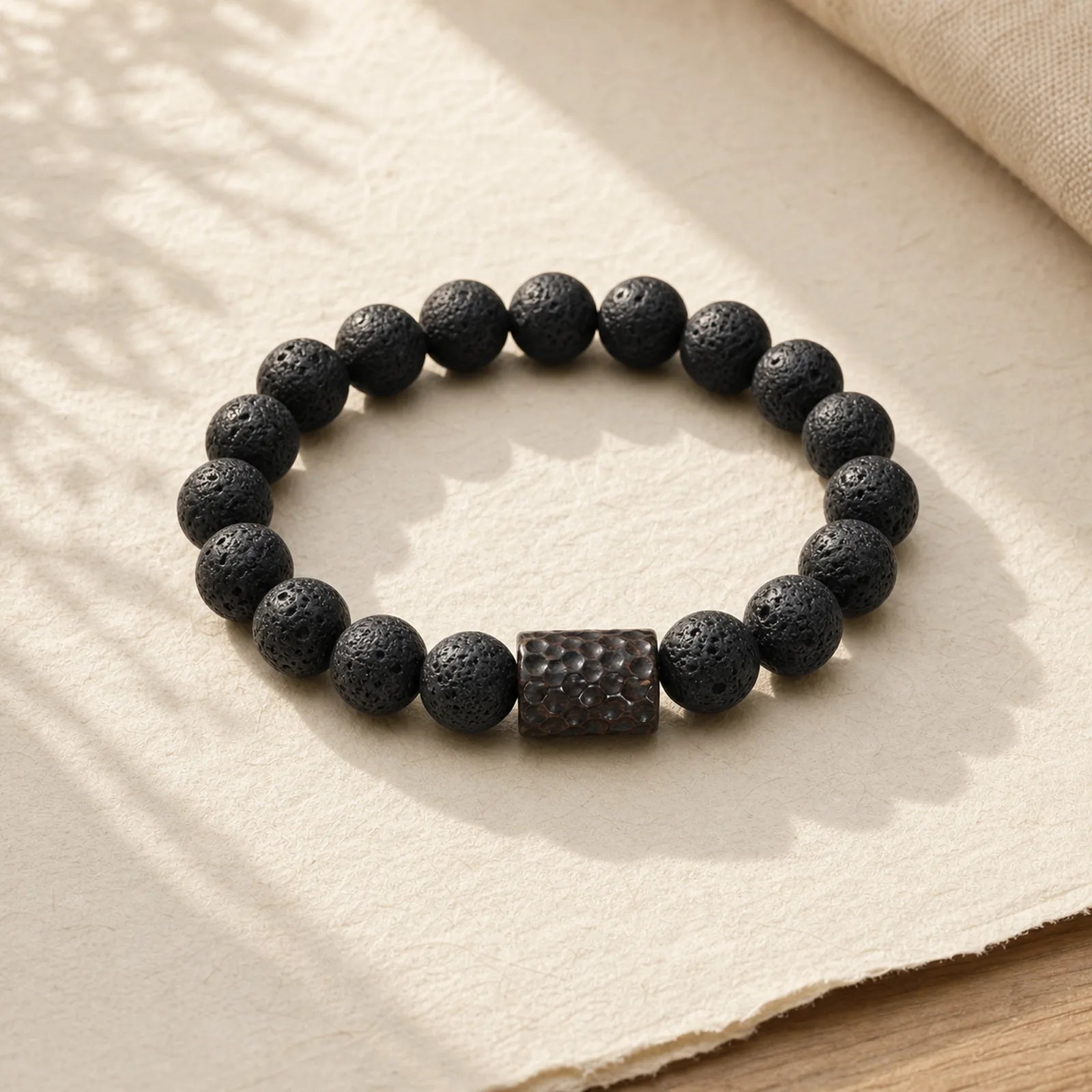 Lava Rock Ebony Wood Tiger Eye Support Healing Bracelet featuring Lava Rock, Ebony Wood, Ebony