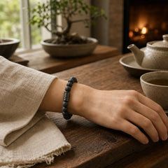 Lava Rock Ebony Wood Tiger Eye Support Healing Bracelet featuring Lava Rock, Ebony Wood, Ebony