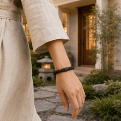 Lava Rock Ebony Wood Tiger Eye Support Healing Bracelet featuring Lava Rock, Ebony Wood, Ebony