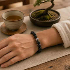 Lava Rock Fish Scales Bead Healing Bracelet featuring Lava Rock, Copper