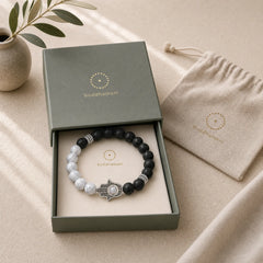 Lava Rock Hamsa Palm Protection Handcrafted Round Bracelet featuring Lava Rock, Hamsa Symbol, Evil Eye
