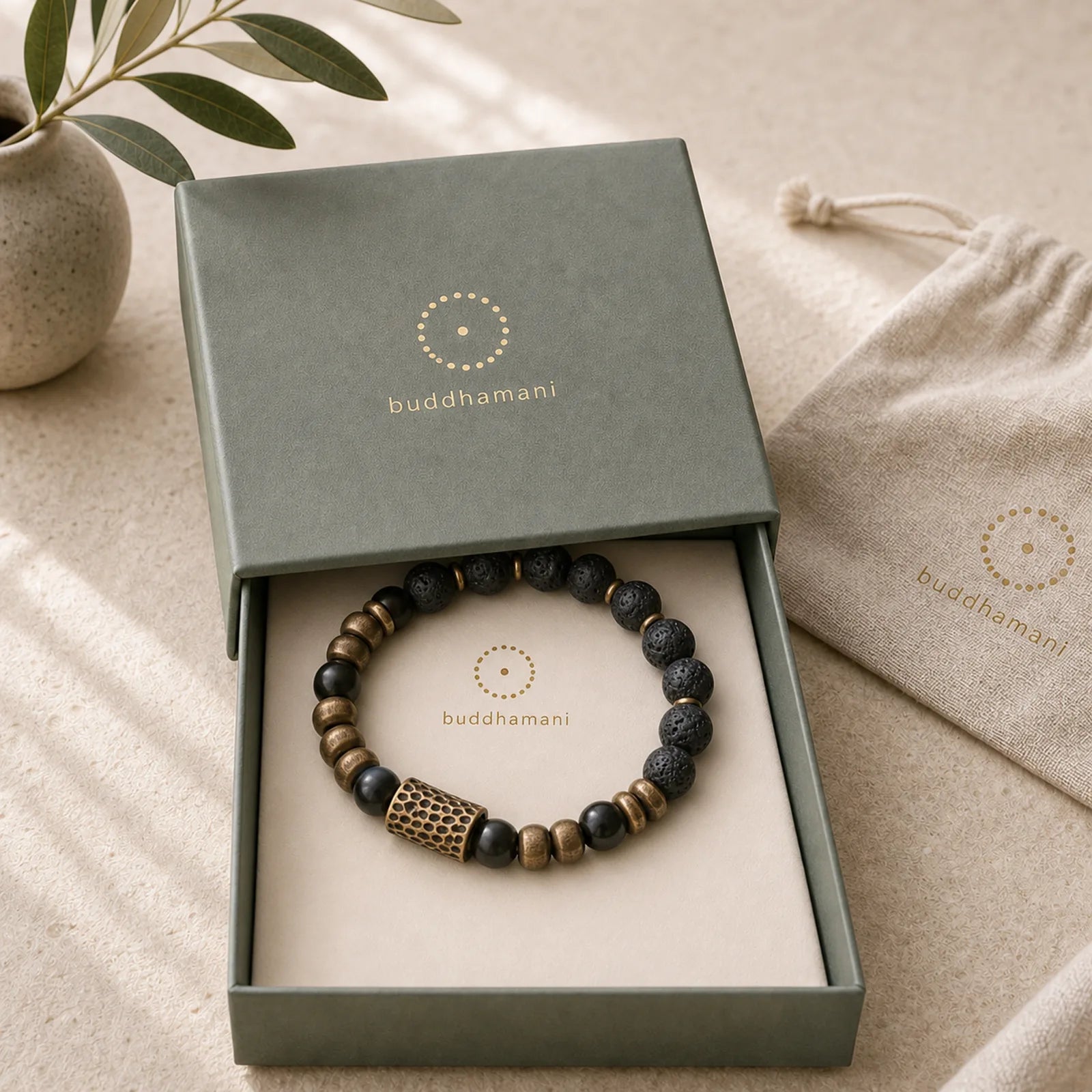 Lava Rock Stone Rainbow Obsidian Brass Support Healing Bracelet featuring Lava Rock, Rainbow Obsidian, Copper