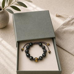 Lava Rock Tiger Eye Stone Support Healing String Bracelet featuring Lava Rock, Tiger Eye