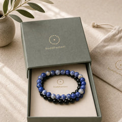 Lazurite Lapis Lazuli Sodalite Black Onyx Bead Positive Bracelet featuring Lapis Lazuli (Lazurite), Sodalite, Black Onyx