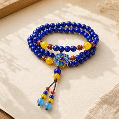 Lazurite Yellow Agate Positive Bracelet featuring Lapis Lazuli (Lazurite), Yellow Agate
