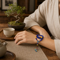 Lazurite Yellow Agate Positive Bracelet featuring Lapis Lazuli (Lazurite), Yellow Agate