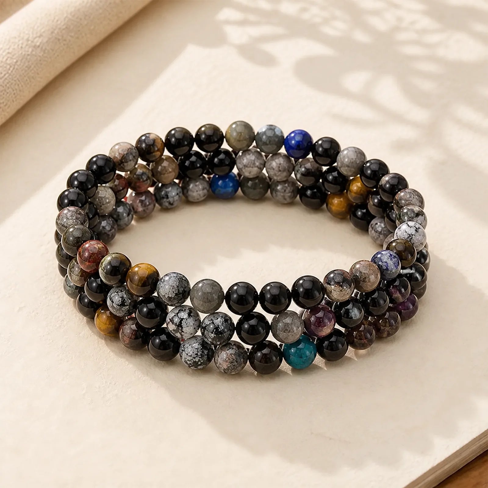 Lead Back To Earth Neutral Color Series Grounding Balance Bracelet featuring Silver, Silver Sheen Obsidian, Hematite