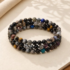 Lead Back To Earth Neutral Color Series Grounding Balance Bracelet featuring Silver, Silver Sheen Obsidian, Hematite