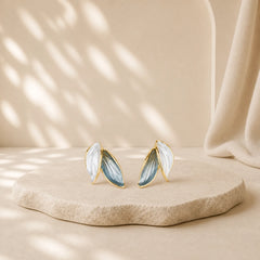 Leaf Design Luck Stud Earrings featuring Copper