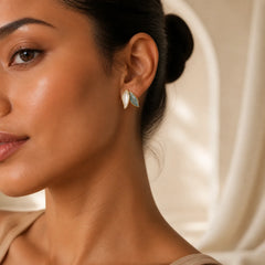 Leaf Design Luck Stud Earrings featuring Copper