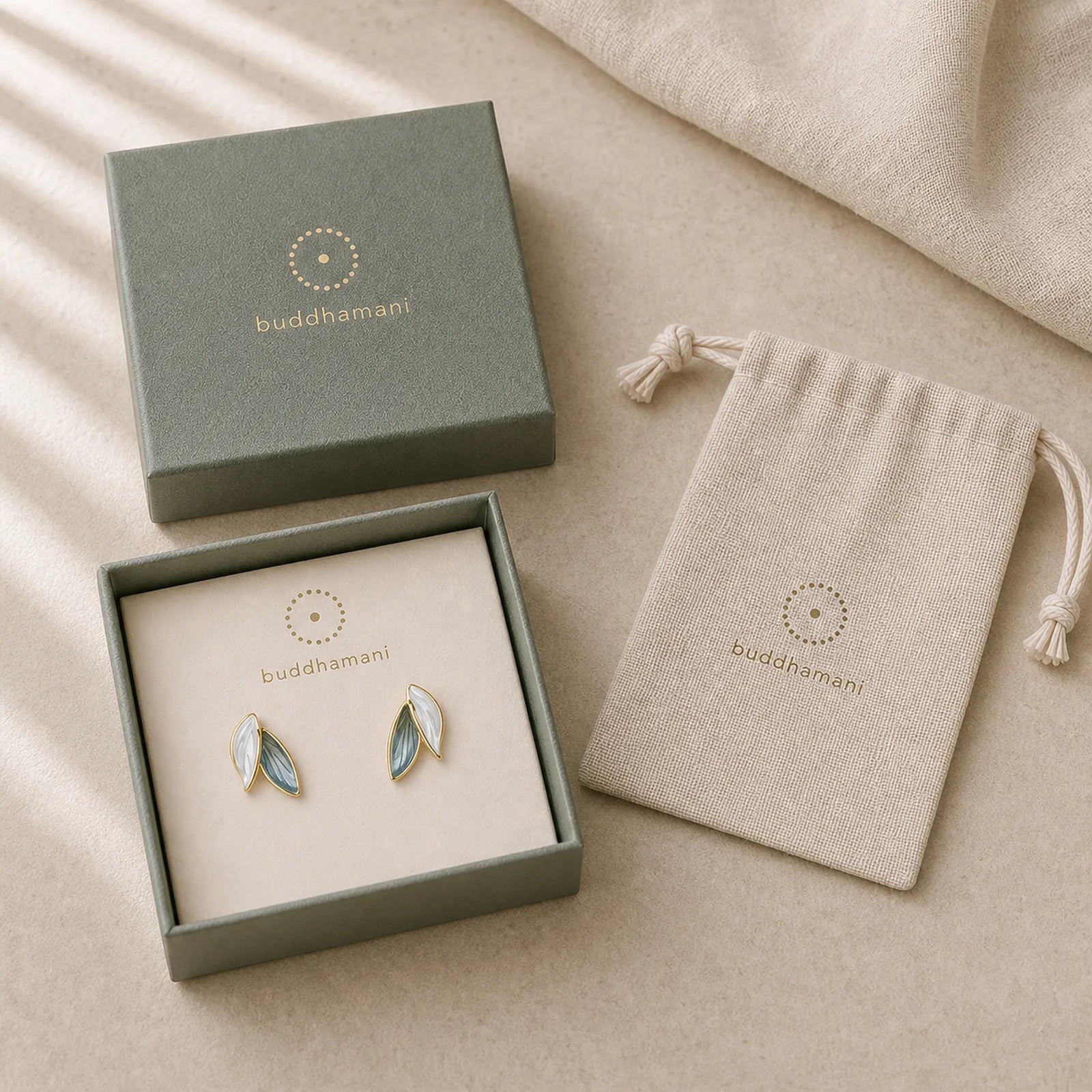 Leaf Design Luck Stud Earrings featuring Copper