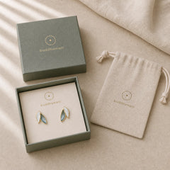 Leaf Design Luck Stud Earrings featuring Copper