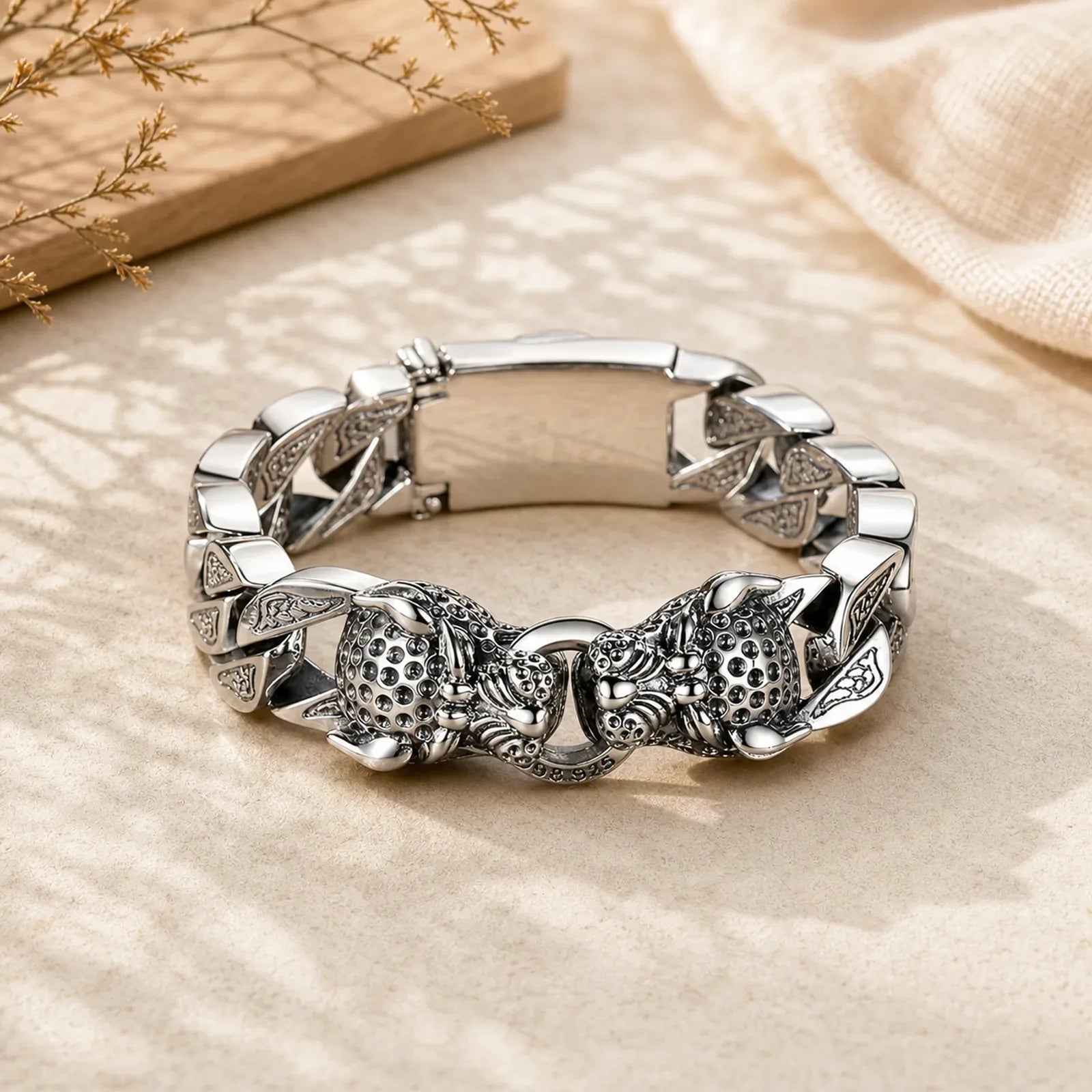 Leopard Pattern Healing Balance Chain Bracelet featuring Copper