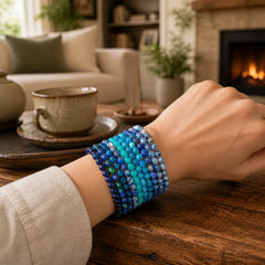 Let The Past Go Blue Series Calm Tranquility Bracelet featuring Tiger Eye, Aquamarine, Kyanite