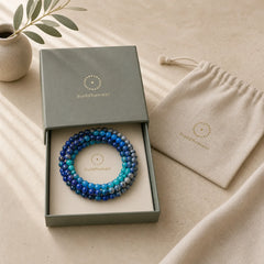 Let The Past Go Blue Series Calm Tranquility Bracelet featuring Tiger Eye, Aquamarine, Kyanite