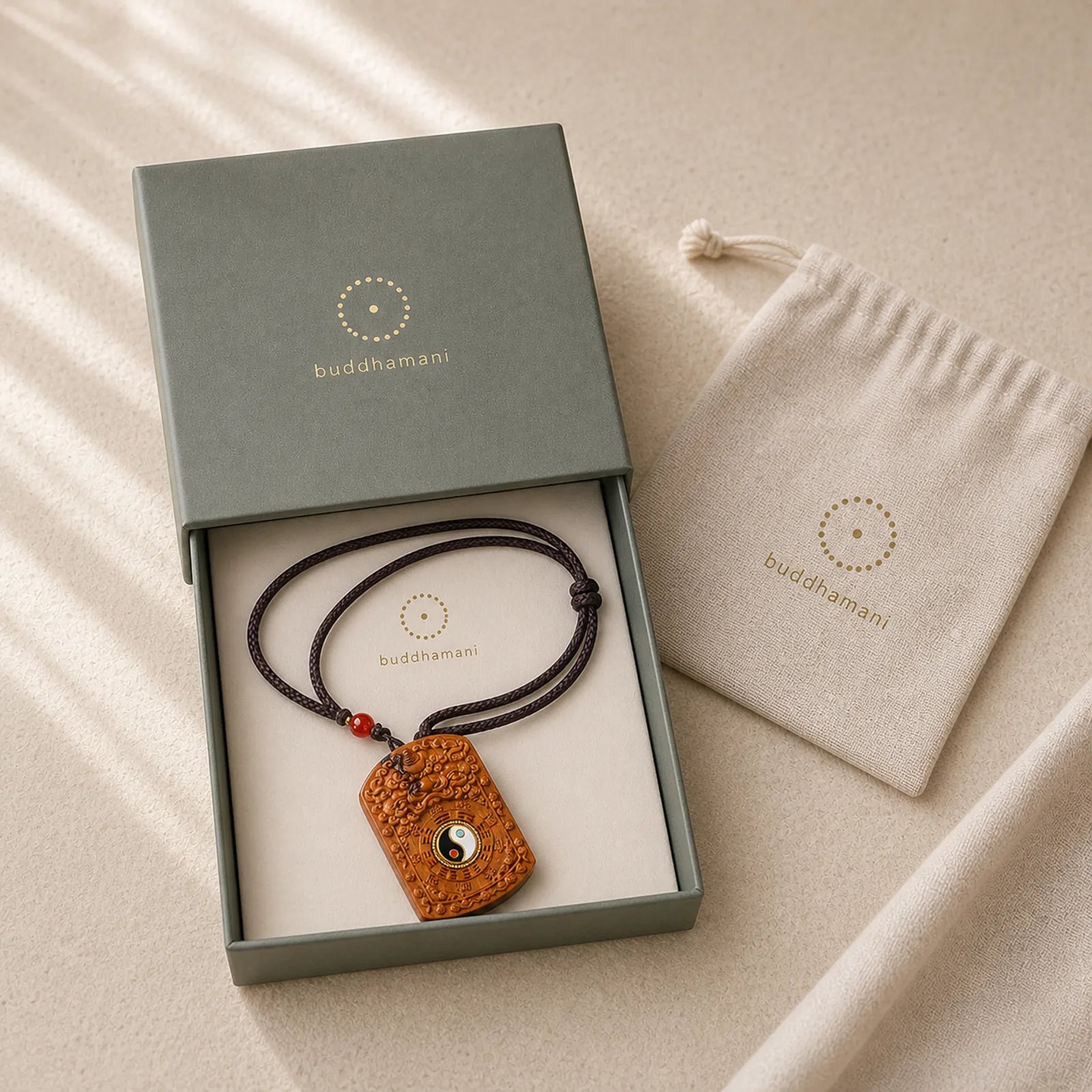 Lightning Struck Jujube Wood Dragon Yin Yang Bagua Protection Necklace Pendant featuring Lightning Struck Jujube Wood, Jujube Wood, Dragon