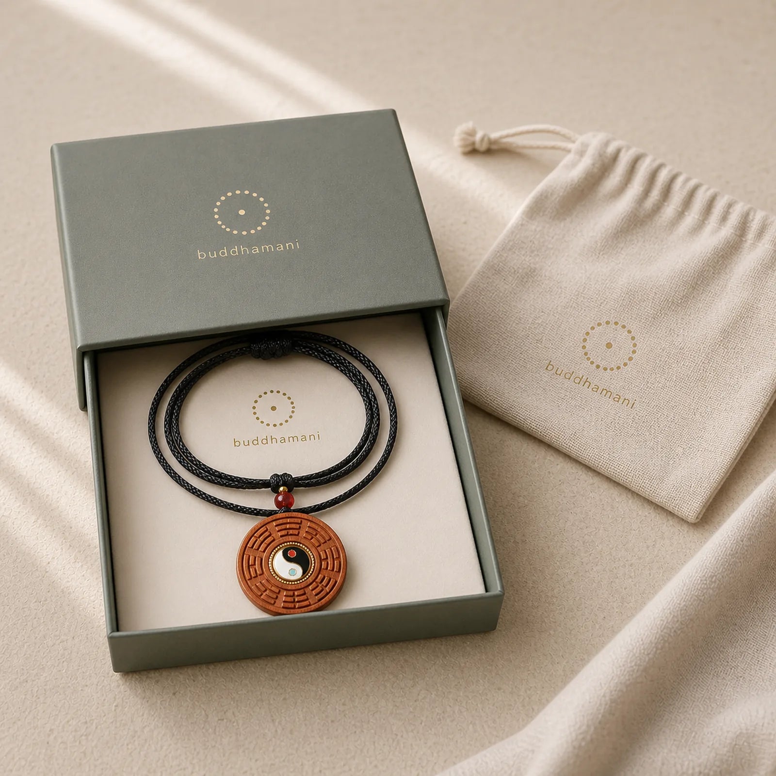 Lightning Struck Jujube Wood Yin Yang Bagua Luck Necklace Pendant featuring Lightning Struck Jujube Wood, Jujube Wood, Bagua