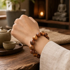 Lightning Struck Jujube Wood Yin Yang Bagua Taoist Taboo Characters Engraved Protection Bracelet featuring Lightning Struck Jujube Wood, Jujube Wood, Bagua