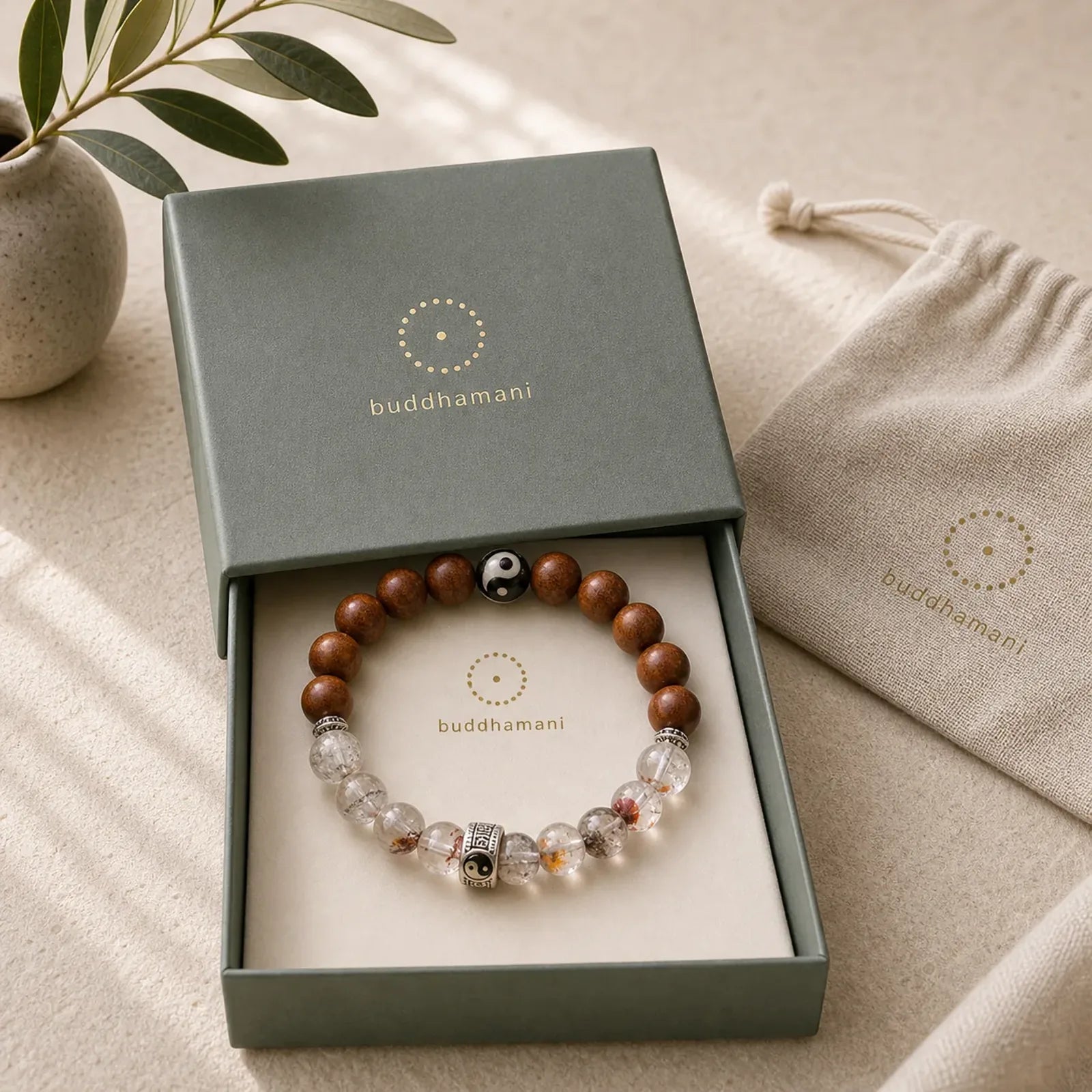 Lightning Struck Wood Red Phantom Yin Yang Protection Bracelet featuring Red Phantom, Lightning Struck Jujube Wood, Jujube Wood