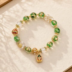 Liuli Glass 925 Sterling Silver Copper Keep Away Evil Spirits Bracelet featuring Silver, Copper, Five Elements